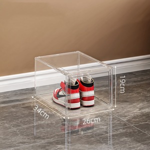<b>Clear</b> Stackable Acrylic Shoe Organizer for Closet Easy Assembly Injection <b>Plastic</b> Rectangle Sneaker <b>Containers</b> Lids Size 14 Fit - Product Image 5
