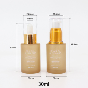 Logo del marchio personalizzato siero essenziale smerigliato spalla piatta 30ml 50ml 100ml crescita del viso barba <span class=keywords><strong>olio</strong></span> contagocce vuoto bottiglie di vetro - Product Image 6