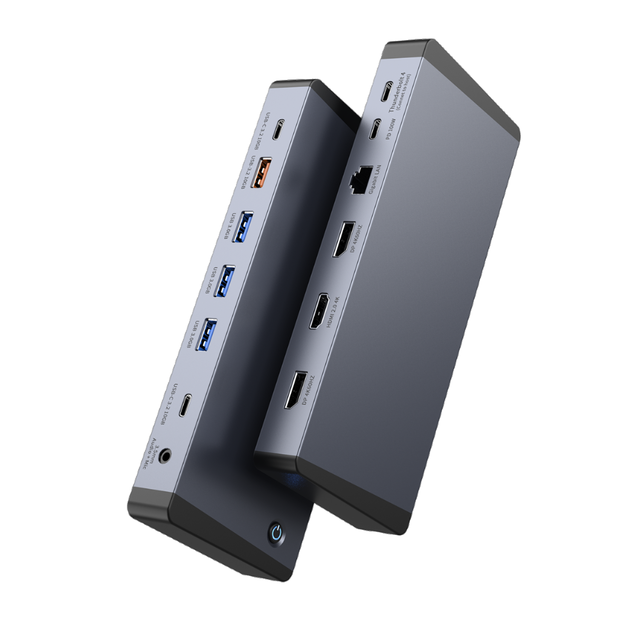 Factory Thunderbolt 4 Aluminium Alloy Docking Station Triple 4K60Hz 2 DP 1 HDTV 100W PD 10Gbps USB-C Gigabit LAN 3.5MM Audio&Mic