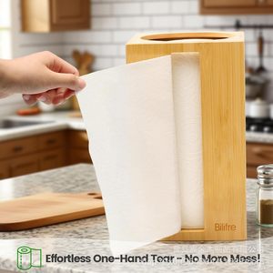 Bilifre Bamboo Toilet <b>Paper</b> Holder Desktop Storage Box For Bathroom <b>Kitchen</b> Use - Product Image 5