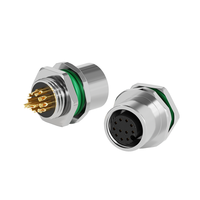 Connecteur étanche M12 femelle Lshitech à 2/3/4/5/6/7/8/9/10/11/12/13/14/15/16/17 broches avec prise à écrou pour montage sur panneau métallique
