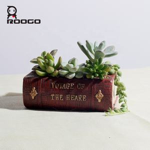Fioriere per la Casa Roogo Serie Vintage a Forma di Libro Piccoli Contenitori Ecologici in Resina per Piante Grasse Mini Bonsai da Interno/Esterno - Product Image 4