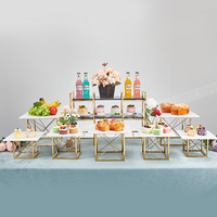 Ensemble de supports de présentation de buffet en acier inoxydable, support carré, mariage, traiteur, banquet, hôtel, fête, dessert, alimentation, élévation, logo personnalisé