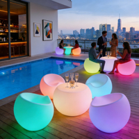 Ensemble de meubles de jardin modernes en plastique LED pour la maison, le bar, les fêtes, l'hôtel, l'extérieur, table et chaises lumineuses imperméables, 16 options de couleurs