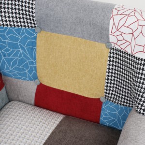<span class=keywords><strong>Fauteuil</strong></span> d'appoint en tissu <span class=keywords><strong>patchwork</strong></span>, <span class=keywords><strong>fauteuil</strong></span> de loisirs <span class=keywords><strong>patchwork</strong></span> multi-motifs avec pieds en bois pour salon, certifié BSCI OEM/ODM - Product Image 3