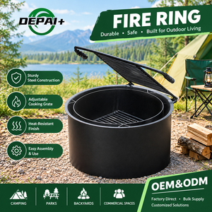 Brasero de camping extérieur personnalisé en acier au carbone, foyer rond à bois pour parc - Product Image 1