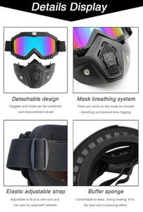 Masker Sepeda Modular dengan Kacamata & <span class=keywords><strong>Filter</strong></span> Mulut yang Dapat Dilepas untuk Helm Sepeda Motor Open Face-Olahraga Bersepeda Luar Ruangan - Product Image 2