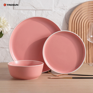 Kitchen Dishes Porcelain Dinnerware <b>Sets</b> Eco Friendly Modern Style Black Reactive Glazed <b>Microwave</b> Safe Stoneware Tableware - Product Image 1
