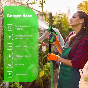 Carretes de Manguera de Jardín de Acero Inoxidable de Alta Calidad con Revestimiento de Goma, Alta Presión, Anticorrosión, Mango Telescópico, Pistola de Agua para Lavado de Coches - Product Image 6