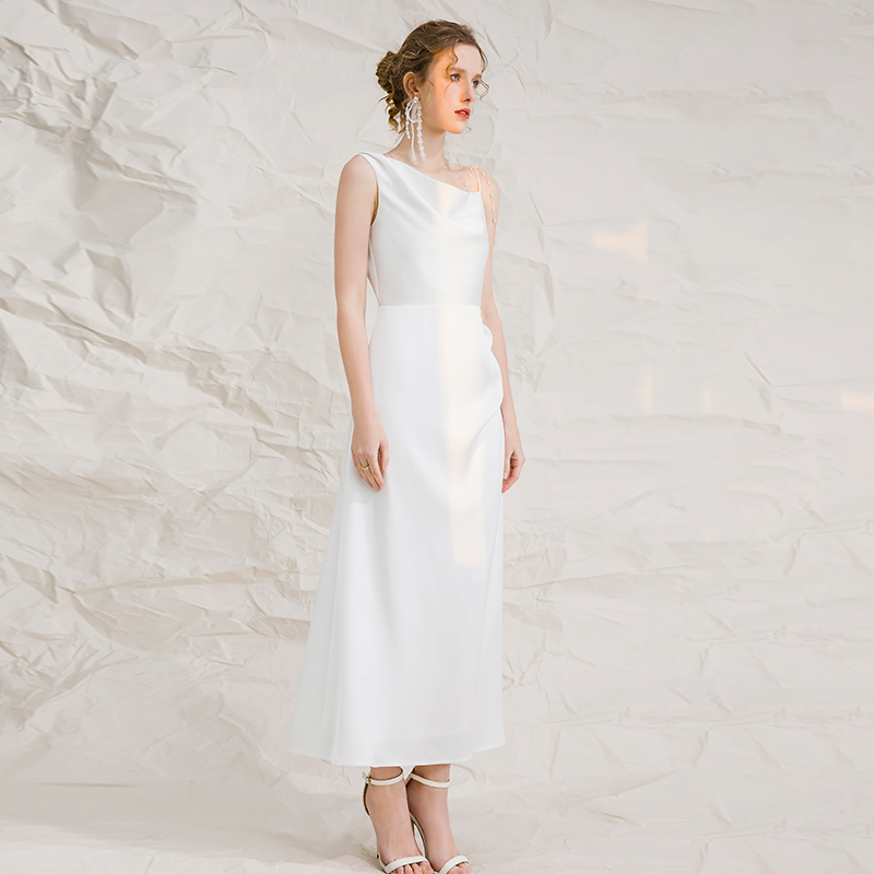 YIGELILA High Quality Elegant Dresses For Women Backless Evening Dresses 2022 White Sleeveless Casual Dress