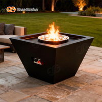 Table de chauffage extérieure moderne pour patio avec gaz naturel, construction en acier Corten, jusqu'à 9999 BTU, pour villa et cour.