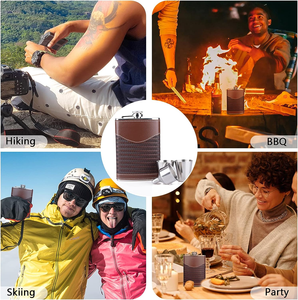 Boîte-<span class=keywords><strong>cadeau</strong></span> de flacon d'<span class=keywords><strong>alcool</strong></span> portable en acier inoxydable pour whisky en cuir personnalisé 2 tasses de flacon de hanche de 8 oz pour hommes <span class=keywords><strong>cadeau</strong></span> de Noël bon marché - Product Image 3