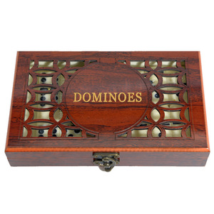 Jeu de <span class=keywords><strong>dominos</strong></span> en <span class=keywords><strong>bois</strong></span> sculpté creux, 28 tuiles de <span class=keywords><strong>dominos</strong></span> double six en ivoire, jeu de table de voyage, cadeau pour adultes et famille - Product Image 4