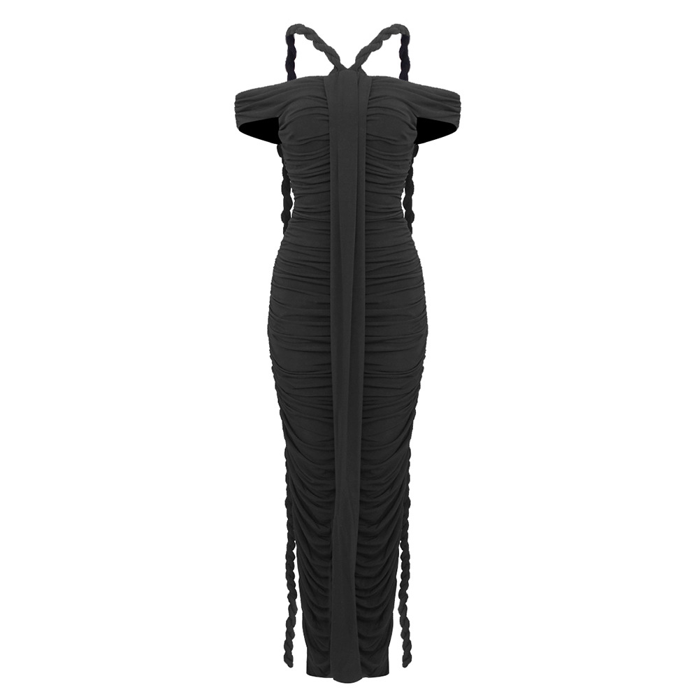 black dress with long coat NELSON