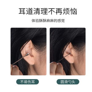 Ensemble de cure-oreilles en acier inoxydable, outil de nettoyage portable en 6 pièces pour l'élimination du cérumen, utilisation en voyage - Product Image 5