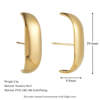 Pendientes de Acero Inoxidable Chapados en Oro de 18K ONYSS - Joyería Antioxidante - Pendientes en Forma de C - Estilo Femenino