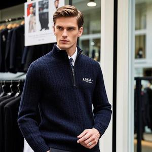 Proveedor de Ropa de Punto Personalizada de Alta Calidad, Fabricante de Bordados, Sudadera con Media Cremallera para Hombre, 100% Algodón, Transpirable, Antiarrugas - Product Image 3