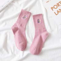 Chaussettes de femme de printemps de dinosaure de broderie de dessin animé drôle de mode de style coréen