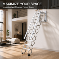 Vente flash : Escalier télescopique mural moderne et minimaliste en acier au carbone, échelle escamotable pour l'intérieur