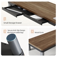 Support d'écran multifonctionnel avec tiroir Support de bureau surélevé avec support de téléphone Support de moniteur avec chargeur sans fil