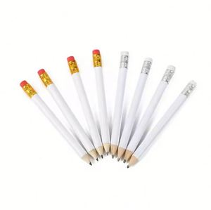 Lápices de Madera Ecológicos de Alta Calidad con Logotipo Personalizado, Blancos, de 10 cm, Cuerpo Redondo, con Borrador, para Estudiantes - Product Image 4