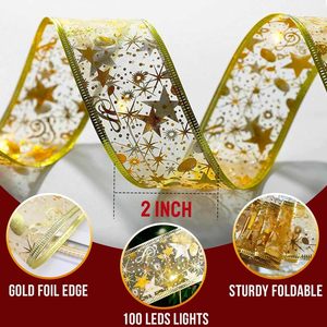 Décorations de sapin de Noël, <span class=keywords><strong>ruban</strong></span> lumineux <span class=keywords><strong>LED</strong></span>, guirlande lumineuse IP44 rechargeable, télécommande, alimentation par piles, fil de cuivre, intérieur - Product Image 5