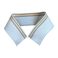Col et poignets en tricot côtelé à motif jacquard, bordure rayée en tricot plat, accessoire en polyester pour vêtements, polos et tenues