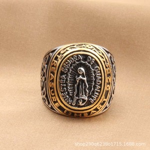 Men's Stainless Steel Goddess <b>Ring</b> 925 Silver Gold Plated Retro Punk Style Fashion Jewelry Gift for Him - Product Image 2