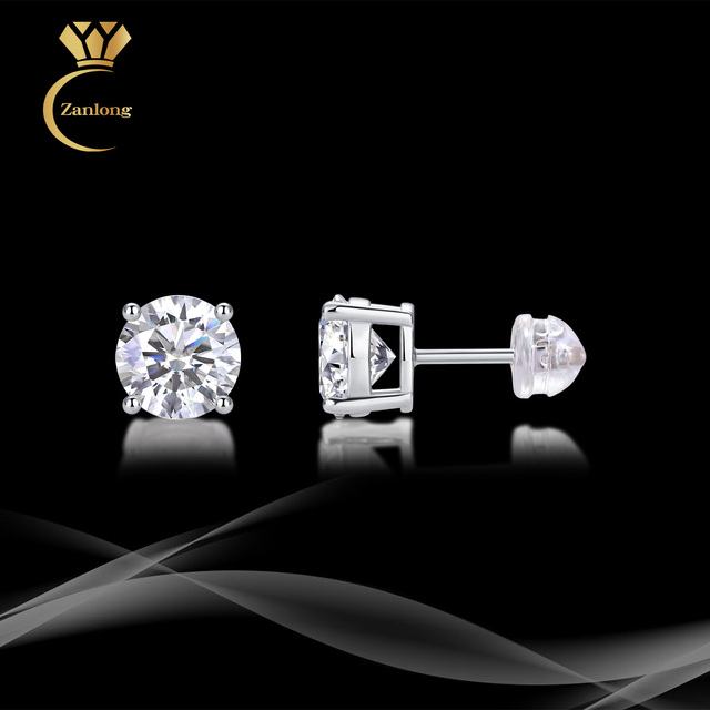 Classic 4 Prong Diamond Stud Earrings White Gold 925 Sterling Silver Sparkly Lab VVS Moissanite Ear Stud 5mm 6.5mm 8mm for Men