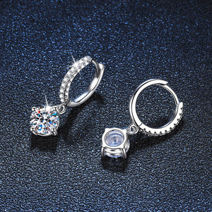 Factory <strong>Wholesale</strong> 925 Sterling Silver Earrings 1Carat 2Carat Moissanite Drop with Four Claws for Women's Fashion Pendientes - Product Image 4