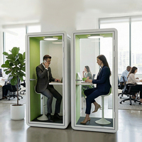 Cabine de réunion modulaire portable en acier moderne de luxe, insonorisée, avec verre trempé et éclairage LED pour hôtel et extérieur