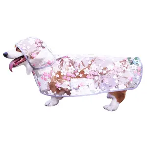 도매 새로운 귀여운 강아지 의류 코기 테디 골든 리트리버 애완 동물 투명 비옷 망토 애완 동물 야외 제품