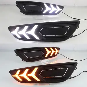 Car DRL daytime running light Bumper Front Fog lamp For Ford Focus 2015 2016 2017 2018 with yellow turn signal