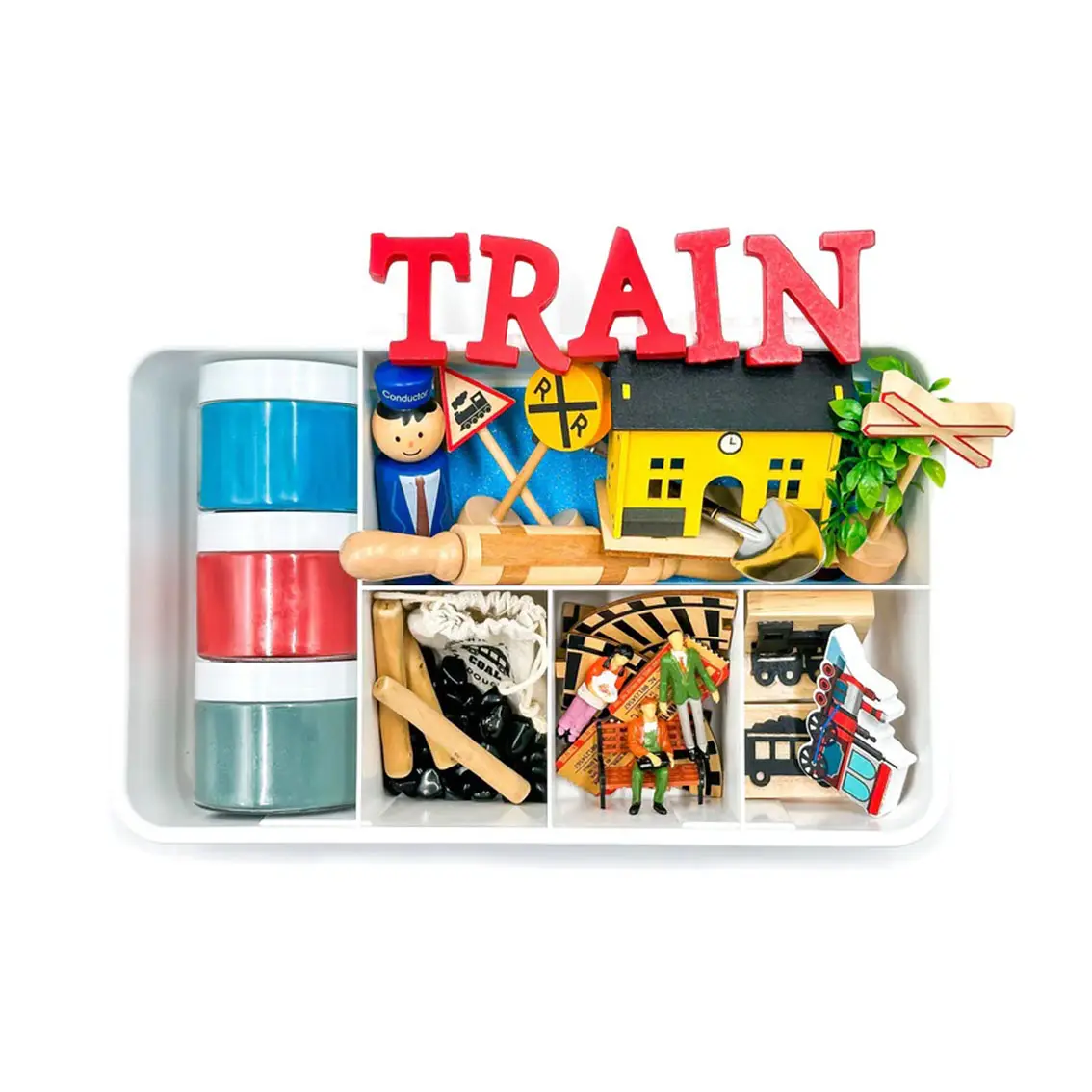 Perfect Kraft Creative invention Play Kit treno fai da te modellazione argilla sensoriale Bin giocattoli educativi giochi di imitazione per bambini
