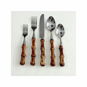 Ensemble de couverts en métal argenté fait à la main avec manche en bois pour la maison et le restaurant vaisselle de table manger ensembles de couverts - Product Image 1