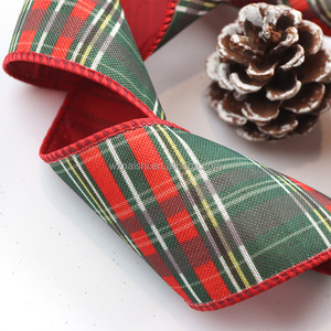 Cinta Decorativa de Poliéster Estampada para Navidad, OEM, 63MM/38MM, con Alambre, 10 Yardas, para Decoración de Árboles y Coronas - Product Image 3