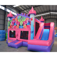 Château gonflable commercial de qualité supérieure, rose et violet, avec toboggan, pour entreprise de location