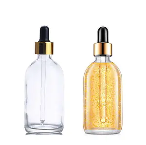 competitive price 60 100 ml round glass transparent serum hair oil bottle with dropper pipette