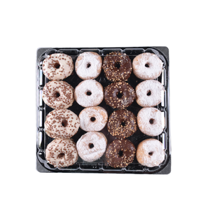 Dùng Một Lần Rõ Ràng Kín Vuông Lớn Nhựa Container Cho Bánh Rán Giao Hàng Hộp Mini Donut Bao Bì Nhựa Platter Với Bìa - Product Image 1