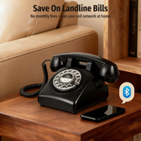 Téléphone antique PEAKSOUND avec clavier rotatif en métal pour le modèle BTP-500 pour usage domestique, compatible avec Android et iOS