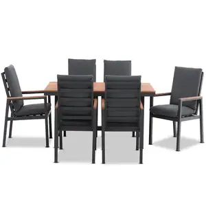户外7件式餐桌和椅子定制铝框架和塑料木材或木材顶部