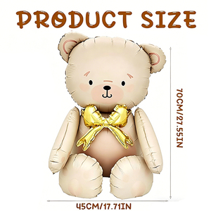 Bulk Cute Beige Teddy Bear Foil <b>Balloon</b>, Metallic Neutral Themed for Baby Shower Kids Birthday Party <b>Decor</b> - Product Image 2