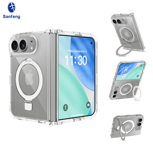 Étui de téléphone portable magnétique transparent de haute qualité avec béquille pour <span class=keywords><strong>iPhone</strong></span> 18 Fold, anti-rayures, anti-jaunissement, antichoc, coque personnalisée - Product Image 1