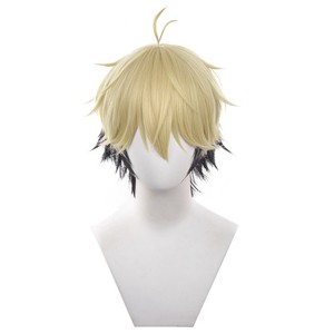 Venta al por mayor enlace haga clic en Cosplay 35cm <span class=keywords><strong>corto</strong></span> <span class=keywords><strong>rubio</strong></span> <span class=keywords><strong>y</strong></span> Negro mixto Xiafei peluca sintética Anime resistente al calor pelo Cosplay peluca - Product Image 2