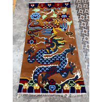 Tapis de haute qualité en pure laine tuftée à la main, design Ushak classique, à poils ras, couleur unie, avec envers en latex durable