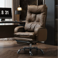 Chaise de bureau exécutive en cuir véritable, confortable et inclinable, pour la maison, le bureau, le dortoir, les jeux, avec matériau en mousse pour une longue utilisation assise