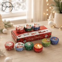 Bougie parfumée de Noël en boîte métallique, ensemble cadeau de Noël en gros, bougie décorative pour la maison, parfum d'ambiance, décoration de Noël