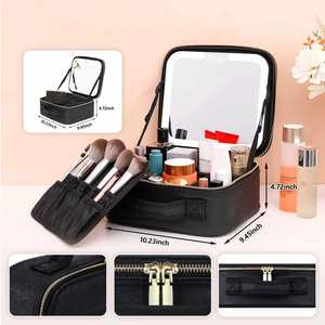 <b>Makeup</b> Bag with <b>Led</b> <b>Mirror</b>, Travel <b>Makeup</b> Organizer with 3 Colors, Portable Storage and Adjustable Dividers Travel <b>Makeup</b> Bag - Product Image 2