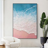 Peint à la main abstrait toile mur Art plage vagues photo salon décor à la maison avec cadre peinture à l'huile