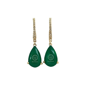 Ara Gnoun Pendientes de piedra verde con forma de gota de agua chapados en oro, joyería clásica para fiesta para mujer - Product Image 1